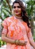 Orange Printed Saree In Cotton