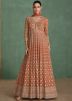 Brown Embroidered Anarkali Suit Set