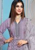 Purple Embroidered Georgette Pant Suit Set