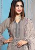 Grey Embroidered Georgette Pant Suit Set