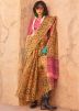 Yellow Tissue Saree In Digital Print