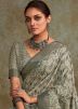 Grey Printed Saree In Art Silk