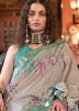 Grey Art Silk Saree In Digital Print