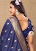 Blue Zari Woven Saree In Silk