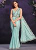 Blue Pre-Stitched Sequins Embroidered Saree