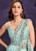 Blue Pre-Stitched Sequins Embroidered Saree
