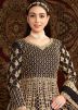 Black Zari Embroidered Abaya Style Suit In Net