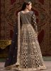 Black Zari Embroidered Abaya Style Suit In Net