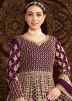 Purple Embroidered Net Abaya Style Suit