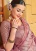 Pink Embroidered Saree In Silk