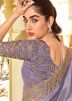 Purple Embroidered Saree In Silk