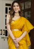Yellow Readymade Ruffled Saree In Organza