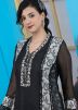Readymade Black Embroidered Printed Anarkali Suit