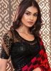 Red Checks Printed Saree In Chiffon