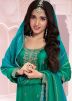 Green Art Silk Palazzo Suit In Zari Embroidery