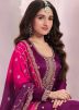 Purple Art Silk Palazzo Suit In Zari Embroidery