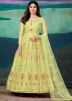 Light Yellow Dori Embroidered Anarkali Suit