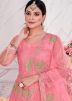 Pink Dori Embroidered Net Abaya Style Suit