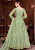 Sage Green Embroidered Net Abaya Style Suit