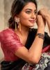 Black Digital Print Saree In Satin