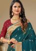 Blue Zari Woven Saree In Silk
