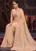 Peach Sequins Embellished Georgette Saree