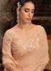 Peach Sequins Embellished Georgette Saree