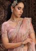 Peach Embroidered Organza Saree & Blouse