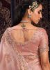 Peach Embroidered Organza Saree & Blouse