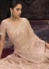 Peach Sequins Work Georgette Saree