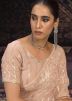 Peach Sequins Work Georgette Saree