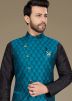 Black Readymade Kurta Pyjama With Asymmetric Jacket