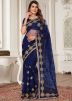 Blue Net Saree In Zari Embroidery