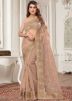 Dusty Mauve Pink Embroidered Net Saree