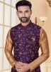 Brown Readymade Kurta Pajama With Asymmetric Jacket