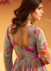 Readymade Grey Anarkali Suit In Floral Print