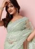 Green Embroidered Saree In Net