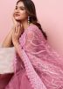 Pink Embroidered Saree In Net