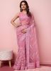 Pink Embroidered Saree In Net