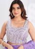 Lavender Satin Readymade Ruffled Saree 