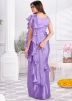 Lavender Satin Readymade Ruffled Saree 