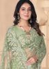 Pastel Green Embroidered Saree In Net