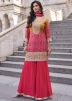 Shaded Pink Readymade Bandhej Print Sharara Suit Set