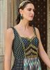 Black Readymade Printed Anarkali Suit In Silk