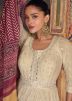 Off White Readymade Chikankari Embroidered Anarkali Suit