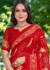 Red Printed Saree In Georgette