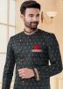 Embroidered Black Sherwani With Readymade Maroon Churidar