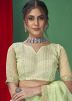 Green Embroidered Saree In Organza