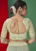 Green Embroidered Saree In Organza
