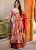 Multicolor Floral Print Readymade Anarkali Suit